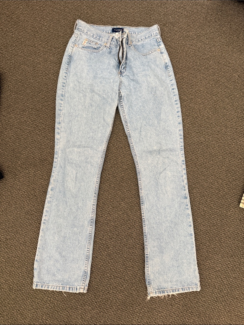 Vintage 1990's Guess Light Blue Straight Leg Denim Jeans 27 boyfriend Made USA